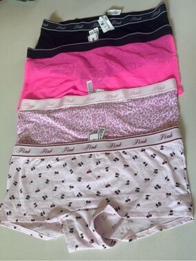 NWT Victorias Secret Panty Bundle (4) Boyshort Thick Waistband Size Large